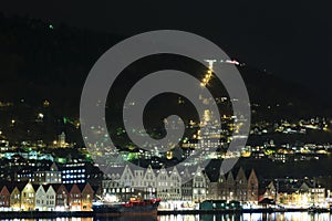 Bergen Harbour at night