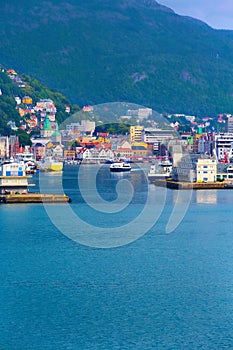 Bergen, Norway city view with port