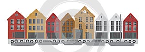 Bergen Norway Downtown Waterfront vector Illustration