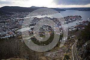Bergen in Norway seen from high vantage point
