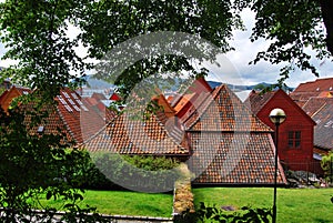 Bergen`s tiled roofs.