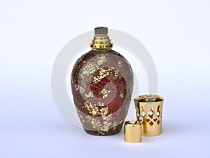 Berger red and golden lampe with crackled effect photo