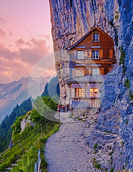 Berggasthaus Aescher in den Appenzeller Alpen, Appenzell, Swiss Ebenalp in Switzerland, photo