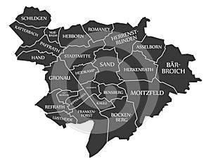 Bergisch Gladbach City Map Germany DE labelled black illustration