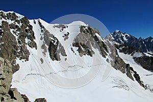 Bergschrund mountain snow crack