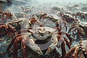 Bering sea fishing crabs. Generate Ai photo