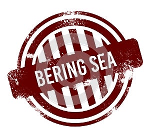 Bering Sea - red round grunge button, stamp