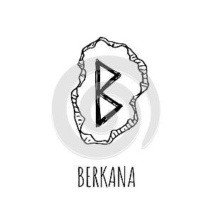 Berkana rune written on a stone. Vector illustration. Isolated on white