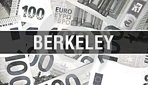 Berkeley text Concept Closeup. American Dollars Cash Money,3D rendering. Berkeley at Dollar Banknote. Financial USA money banknote