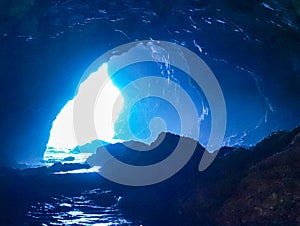 Blue cave at Berlenga Island, Portugal photo