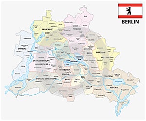 Berlin administrative and political map with flag