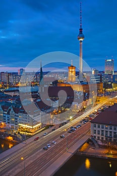 Berlin Alexanderplatz at night
