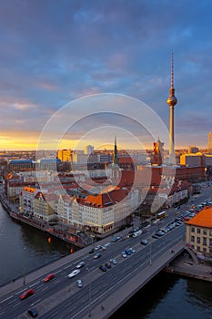 Berlin Alexanderplatz at sunset