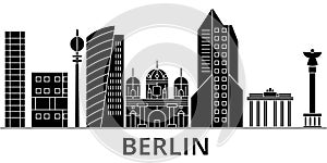 Berlin architecture vector city skyline, travel cityscape with landmarks, buildings, isolated sights on background