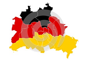 Berlin areas map in German national flag colors