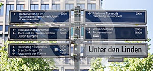 Berlin attraction signs on unter den linden