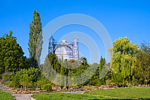 Berlin, Germany - Berlin Dahlem Botanical Garden and Museum - Botanischer Garten - with historic greenhouse pavilions