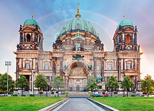 Berlin, Berliner dom with rainbow