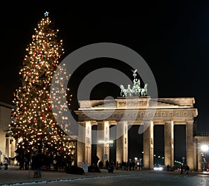 Berlin Brandenburg Gate with Christmas tree