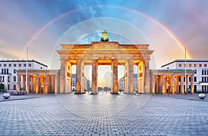Berlin Brandenburger gate with rainbow photo