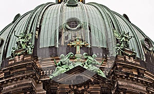 Berlin Cathedral: architectural detail of the bronze dome