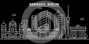 Berlin city silhouette skyline. Germany - Berlin city vector city, german linear architecture, buildings. Berlin city