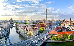 Berlin cityscape with Berlin cathedral and Television tower, Germany