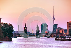 Berlin cityscape with Oberbaum bridge photo