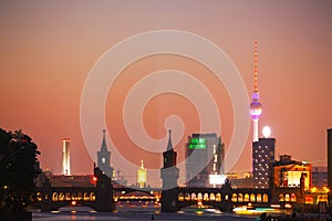 Berlin cityscape with Oberbaum bridge photo