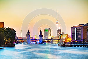 Berlin cityscape with Oberbaum bridge photo