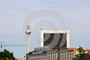 Berlin cityscape in summer with view of the famous Berlin TV tower and International Trade Centre