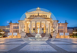 Berlin Concert Hall at famous Gendarmenmarkt Square in twilight, Berlin, Germany