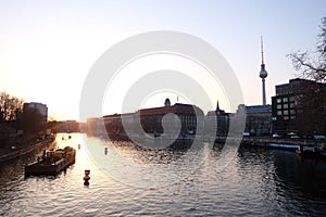 Berlin Evening River Cityscape Tower