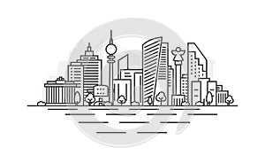 Berlin, Germany architecture line skyline illustration. Linear vector cityscape with famous landmarks, city sights