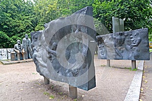 BERLIN, GERMANY. Sculptural ensemble `Marx and Engels`s Forum