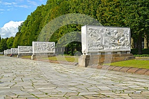 BERLIN, GERMANY. The avenue of sarcophagi of the Soviet military memorial in Treptov-park