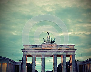 Berlin Germany Brandenburg Gate with ancient effect