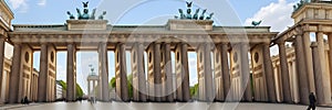 Berlin, Germany, Brandenburg Gate, a historical symbol of Berlin, with beautiful columns and sculptures