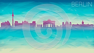 Berlin Germany City Europe Skyline Vector Silhouette. Broken Glass Abstract Geometric Dynamic Textured. Banner Background. Colorfu
