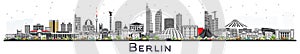 Berlin Germany City Skyline with Gray Buildings Isolated on Whit