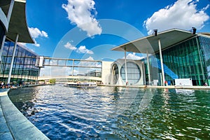 Berlin, Germany - July 25, 2016: Modern buildings of Bundestag area on a sunny day