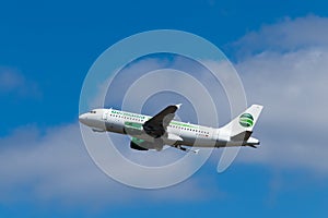 BERLIN, GERMANY - JULY 7, 2018: Germania, Airbus A319-112 takes