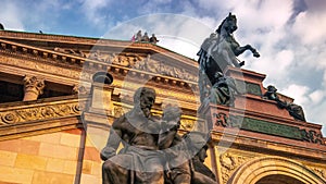 BERLIN, GERMANY - MARCH 1, 2024: Timelapse view of the historic building of Berlin Old Museum (Altes Museum)