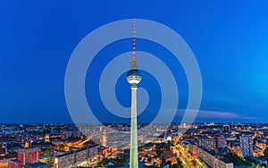 Berlin Germany, night city skyline