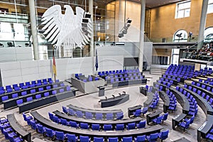 Plenary Hall of German Parliament Bundestag in Berlin