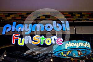 A sign of a playmobil funstore