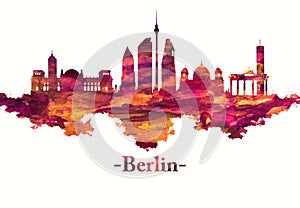 Berlin Germany skyline in Red