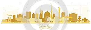 Berlin Germany Skyline Silhouette with Golden Buildings Isolated on White