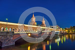 Berlin Germany at Oberbaum Bridge and Spree River