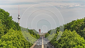 Berlin Germany time lapse at Brandenburg Gate and Tier Garden